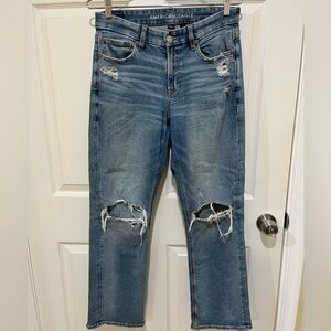American Eagle Ripped Blue Straight Leg Jeans
